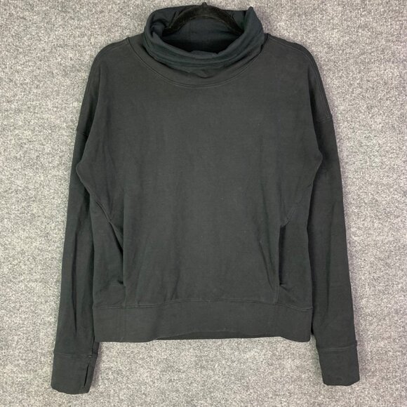 Lululemon Go Forward Pullover Women’s Size 6 Black Funnel Cowl Neck Thumbholes - Picture 1 of 9